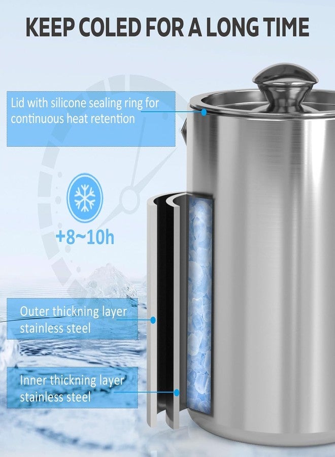 FINALITY Double Wall Stainless Steel Plain Ice Bucket with Ice Scoop. Ice Picker, 1.75 litres, Ice Cold for 6 h with Handle, bar Tools for Home bar Accessories, Mini bar - Image 5